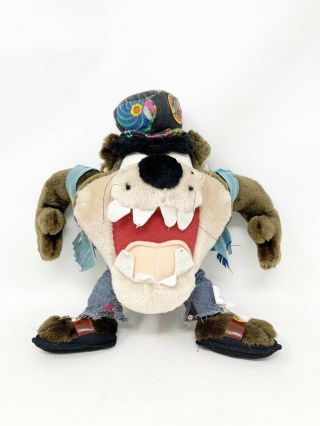 Taz Tasmanian Devil Looney Tunes 12 " Plush Stuffed Animal 1998 Biker Jeans Hat