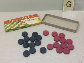 Vintage Wood Checkers By Halsam No.  518/24