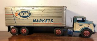 Vintage Marx Lumar Acme Markets Semi Tractor Trailer Truck