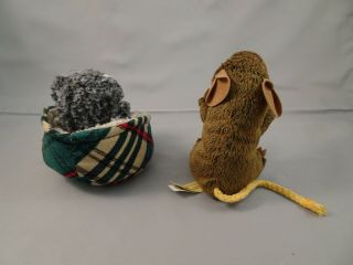 2 Finger Puppet FOLKMANIS Mini Schnauzer Puppy Dog In Bed & Brown Field Mouse 3