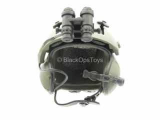1/6 Scale Toy Od Green Helicopter Pilot Helmet W/nvg