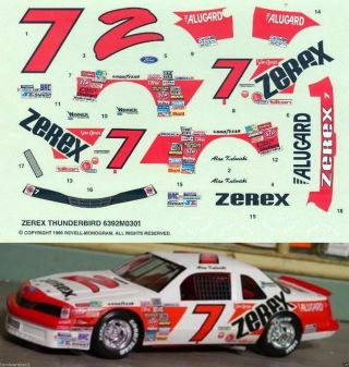 Nascar Decal 7 Zerex Alan Kulwicki 1987 Thunderbird