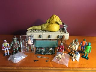 Vintage Star Wars.  Jabba The Hutt.  Boba Fett.  Afa Rancor Keeper.  2 Ledy Figures