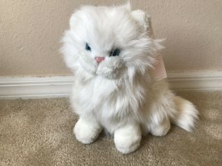 Vintage Dakin White Persian Kitty Cat Blue Eyes 10” Plush Stuffed W Brush 1983
