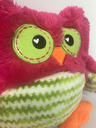 Dan Dee Pink Plush Owl Stuffed Animal Pillow Toy 14” Tall 3