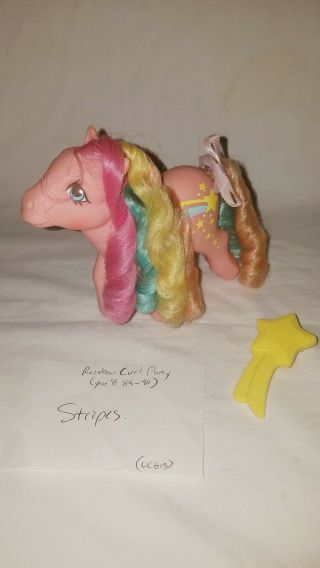 Vtg My Little Pony G1 Rainbow Curl Stripes Factory Curls Ribbon Comb