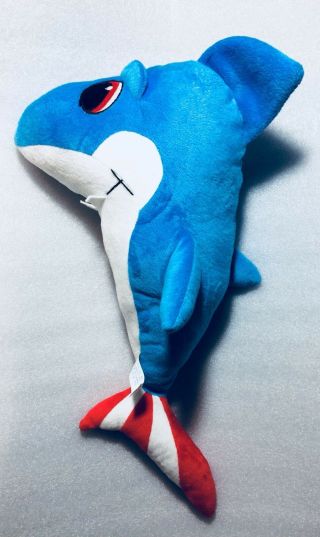 B.  J.  Toys Company 20” Shark Stuffed Animal Plush Smiling Blue/white Red