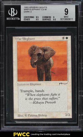 1993 Magic The Gathering Arabian Nights War Elephant C3 W Dark 3 Bgs 9 (pwcc)