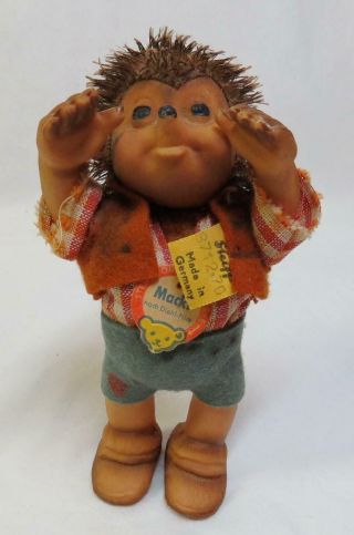 Vintage 4.  5 " Steiff Macki Hedgehog Doll With Tags & Button - Germany