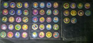 Full Set Of 50 Simpsons Pogs With 3 Pog Insert Pages (shown In Pics)