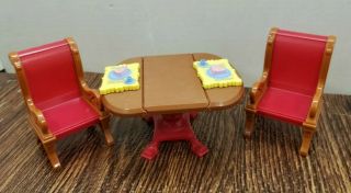Fisher Price Loving Family Dining Room Set Furniture Table Chairs Food Buffet 3
