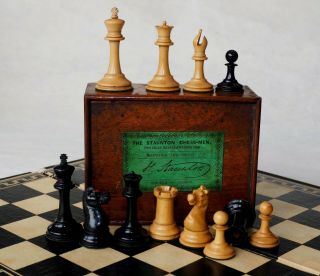 1862 Jaques London Staunton Chess Set Box K73 Anderssen Drop Jaw Knight