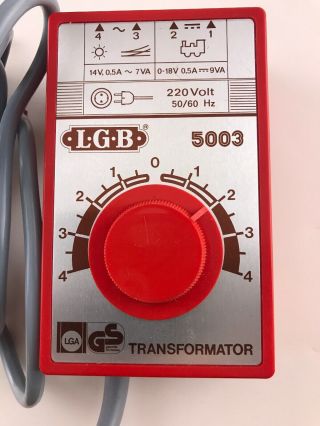 5003 LGB Lehmann Transformer 220 VOLT 0 - 18 Volt.  5 amp 9Va 50/60 Hz ? 2