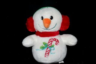 Dan Dee Candy Cane Bow Snowman Red Christmas Dandee Stuffed Baby Plush Toy 7 "