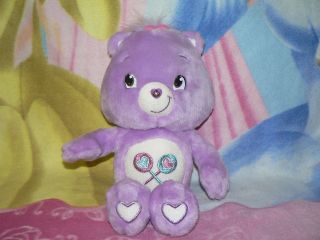 13 " 2007 Plush Purple Share Care Bear Glitter Glow Dark Lollipops Gift 15 " Toy