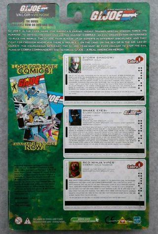 GI Joe Figures Comic 3 Pack Storm Shadow,  Snake Eyes & Red Ninja Viper Hasbro 2