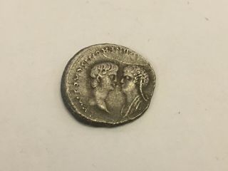 Ancient Roman Neron And Agrippina Silver Denarius §28