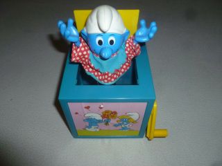 Vintage Smurfs Jack In The Box Galoob 1982 Wallace Berrie Peyo Smurf Smurfette