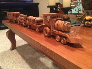 Vintage 4 Piece Hand - Made Wooden Train Set - Perfect Decor Or You For Christmas