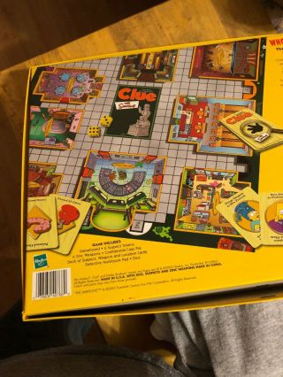 The Simpsons Clue Board Game 2nd Edition 2002 Parker Bros,  OPEN BOX 3