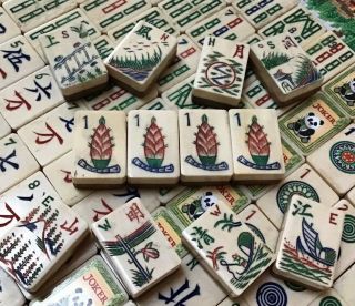 Vintage 1920’s Bone & Bamboo Mah Jongg Set 152 Tiles Mahjong Nmjl Ready
