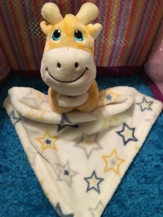 Euc - 9” Little Beginnings Giraffe Yellow Star Baby Security Blanket Plush
