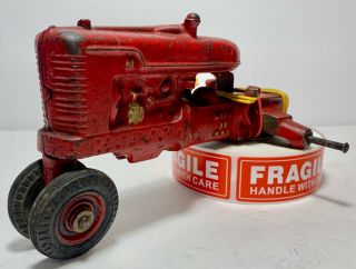 Vintage 1940s Arcade Cast Iron Mccormick Deering Farmall M 707 Red Farm Tractor