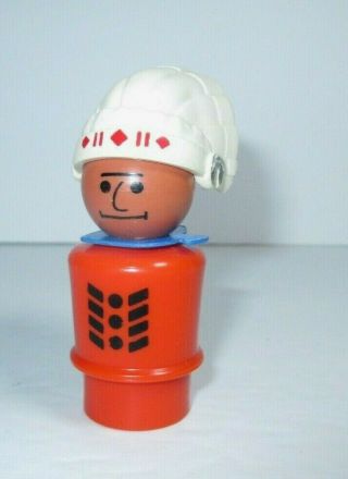 Vintage Fisher Price Little People Native American Indian Chief Red Black Figure