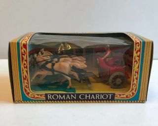 60s Roman Chariot With Charioteer And 4 Horses Plastic Timpo Toys Great Britain