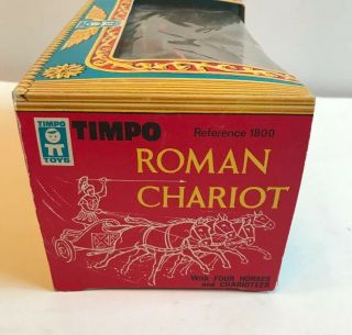 60s ROMAN CHARIOT WITH CHARIOTEER AND 4 HORSES PLASTIC TIMPO TOYS GREAT BRITAIN 3