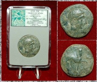 Ancient Coin Celtic Spain Castulo Walking Helmeted Sphinx On Reverse