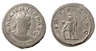 Xf Roman Empire Gallienus.  Ad 253 - 268.  Antoninianus,  Virtus Shield Ex Anc