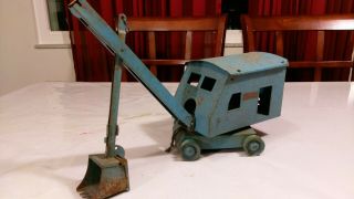 Vintage Structo Toy Blue Crane Steam Shovel Construction Backhoe