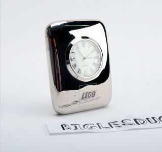 Rare Lego Employee Gift Silver Plated Desk Clock,  Never In Stores