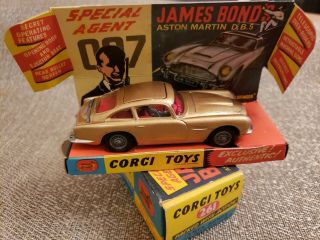 1965 Corgi 261 James Bond 007 Aston Martin Db5 With Box And Display