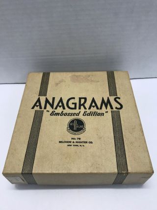 Vintage Aanagrams Game Embossed Edition No 79 Selchow & Righter 115 Tiles W/box