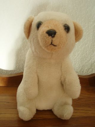 Vintage Polar Bear Plush White Teddy Bear Stuffed Animal 11 " H Tan Ears & Snout