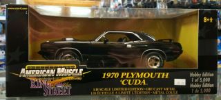 Ertl 1/18 American Muscle 1970 Plymouth Cuda King Of The Street Mib Black