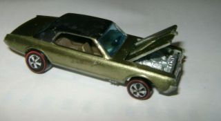 1967 Hot Wheels Redline Olive Custom Cougar W/ Black Roof Hk 100 C8