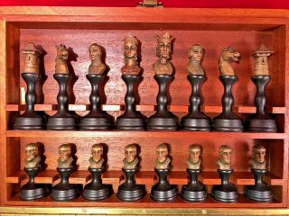 RARE Vintage Scarce Anri Mediolanum Bust Chess Set.  Shape 3