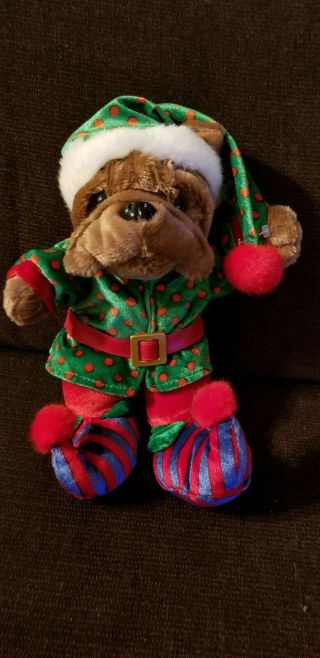 Dan Dee Plush Bull Dog Christmas Elf