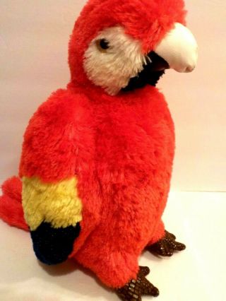 Plush Red Parrot Aurora Brand Stuffed Animal 15 X 8 Inches