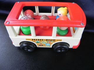 Vintage Fisher Price Little People Mini Bus And Family Cowboy Mother Boy Girl