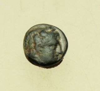 Lesbos.  Mytilene circa 400 - 350 BC Bronze Æ 7mm. ,  1,  g.  Apollo Bull 2