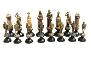 Vintage Rare Anri Miniature Montsalvat Chess Set 3 - 1/2 " Tall Kings