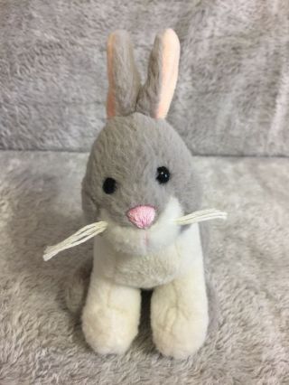 Animal Adventure Gray Grey White Bunny Rabbit Plush Stuffed Pink Nose Small