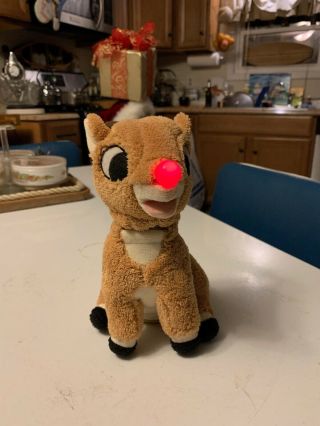 Rare Gemmy Animated Rudolph The Red Nosed Reindeer 8 " Christmas Decor Light Up