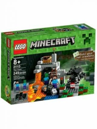 The Cave Minecraft Playset 249pc Lego 21113 Steve Zombie Spider Set Shippin