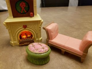 Fisher Price Loving Family Furniture Couch Fireplace Ottoman Light Sound