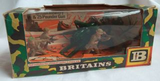 Vintage Britains 1976,  Boxed Army Group 25 Pdr Gun & British Infantry,  54mm Sc.